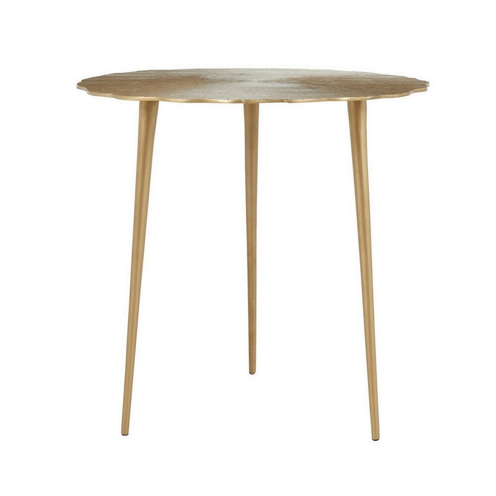 Tia 24 Inch Modern Accent End Table， Solid Aluminum， Tapered Legs， Gold - 24L x 24W x 24H， in inches