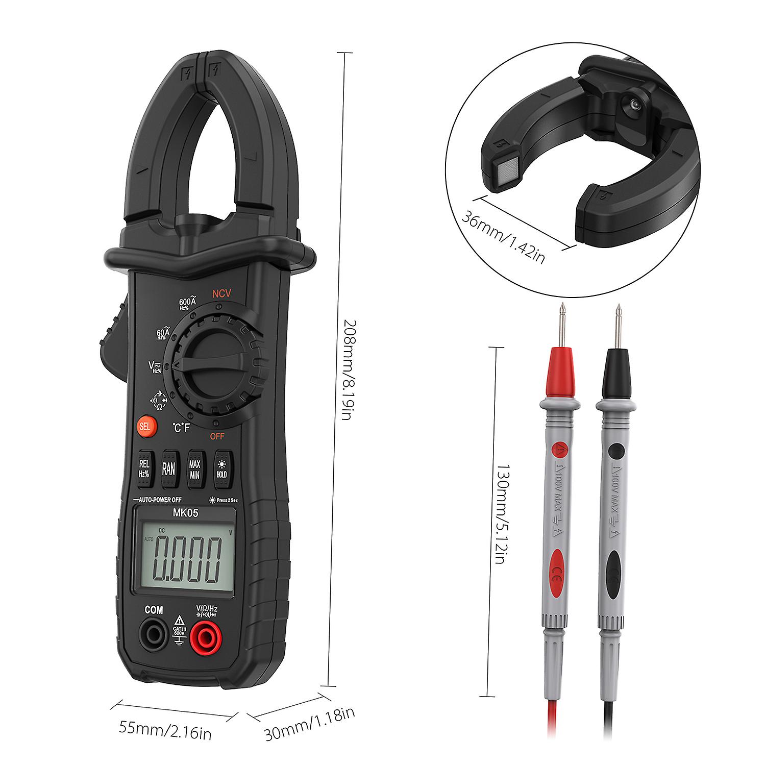 Meterk Portable Handheld 6000 Counts Digital Clamp Meter Ncv Ac/dc Voltage Lcd Diaplay Auto Range Ac Current Clamp Multimeter W/ Backlight Capacitance