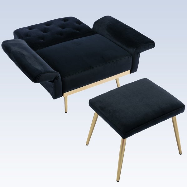 Modern Comfortable Velvet Accent Chair with Ottoman for Living Room