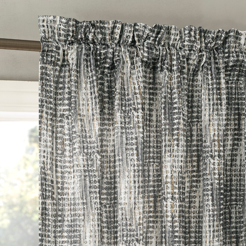 No. 918 Aran Crosshatch Print Semi Sheer Rod Pocket Curtain Panel  Single Panel