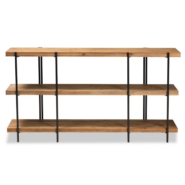 Tarah Wood Console Table Brown black Baxton Studio