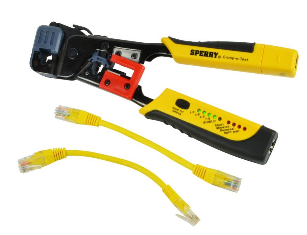 Sperry Instruments Crimp-n-Test RJ-45 and RJ-11 Crimping Tool with Built-in Tester， 1/Ea