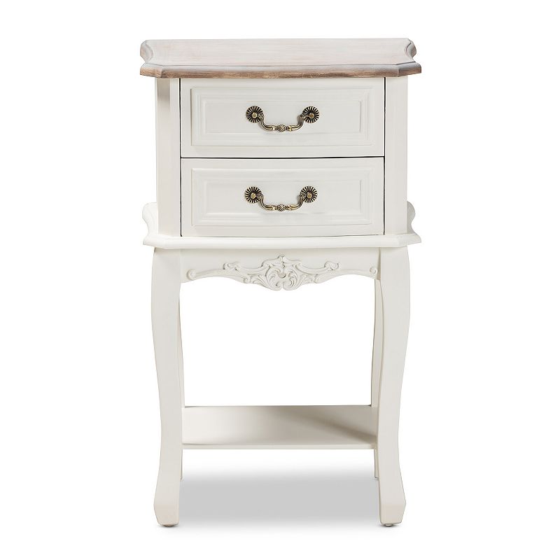 Baxton Studio Amalie White 2-Drawer Nightstand