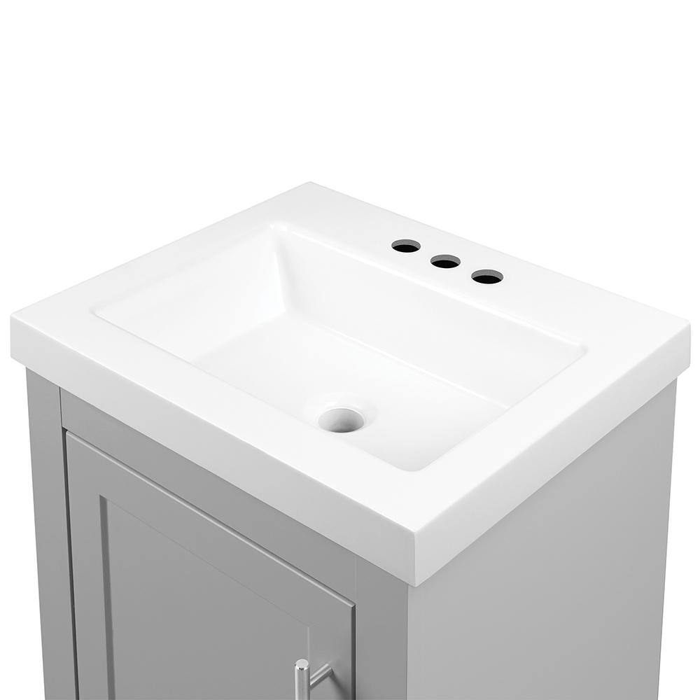 Glacier Bay Spa 18.5 in. W x 16.2 in. D x 33.8 in. H Freestanding Bath Vanity in Dove Gray with White Cultured Marble Top PPSPADVR18