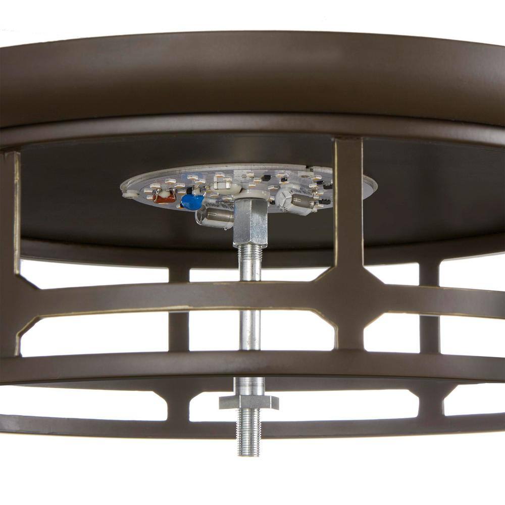 Hampton Bay Portland Court 14 in. 1-Light Oil Rubbed Bronze with Gold Highlights LED Flush Mount 23984