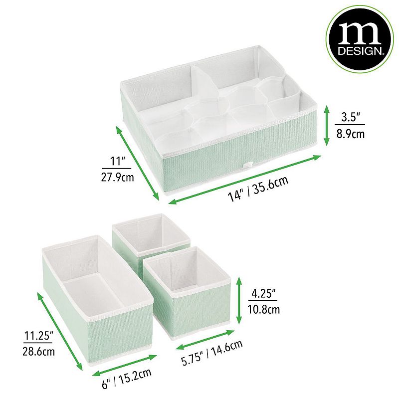 mDesign Fabric Nursery Divided Drawer Storage Bin - 2 Pack