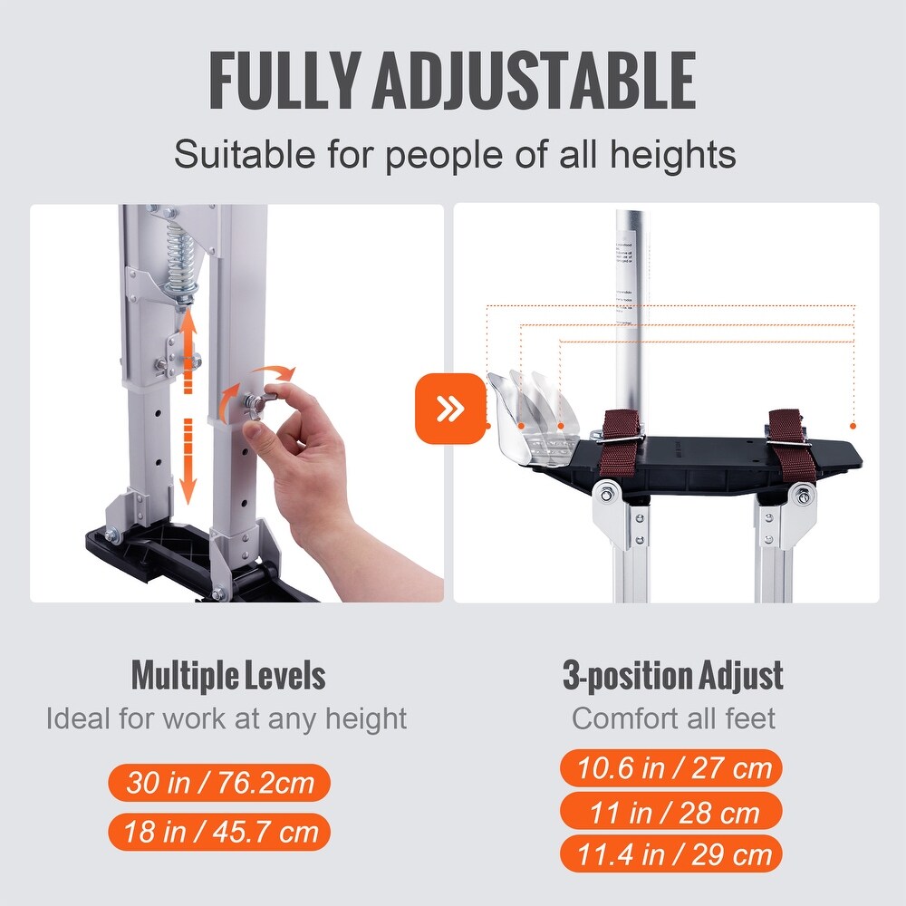 VEVOR Drywall Stilts Aluminum Tool Stilts 18'' 30'' Adjustable Painting Taping   18in 30in