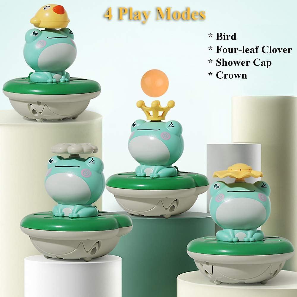 Bathtub Fountain Toy， Bath Toy Frog Electric Rotating Sprinkler Toy Water Spray Toy 2 Level Speed With 5 Little Accessries-bird， Four-leaf Clover， Sho