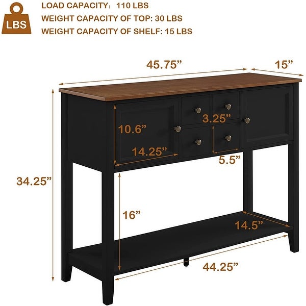 Wood Sideboard Buffet Storage Cabinet with Drawers and Shelf