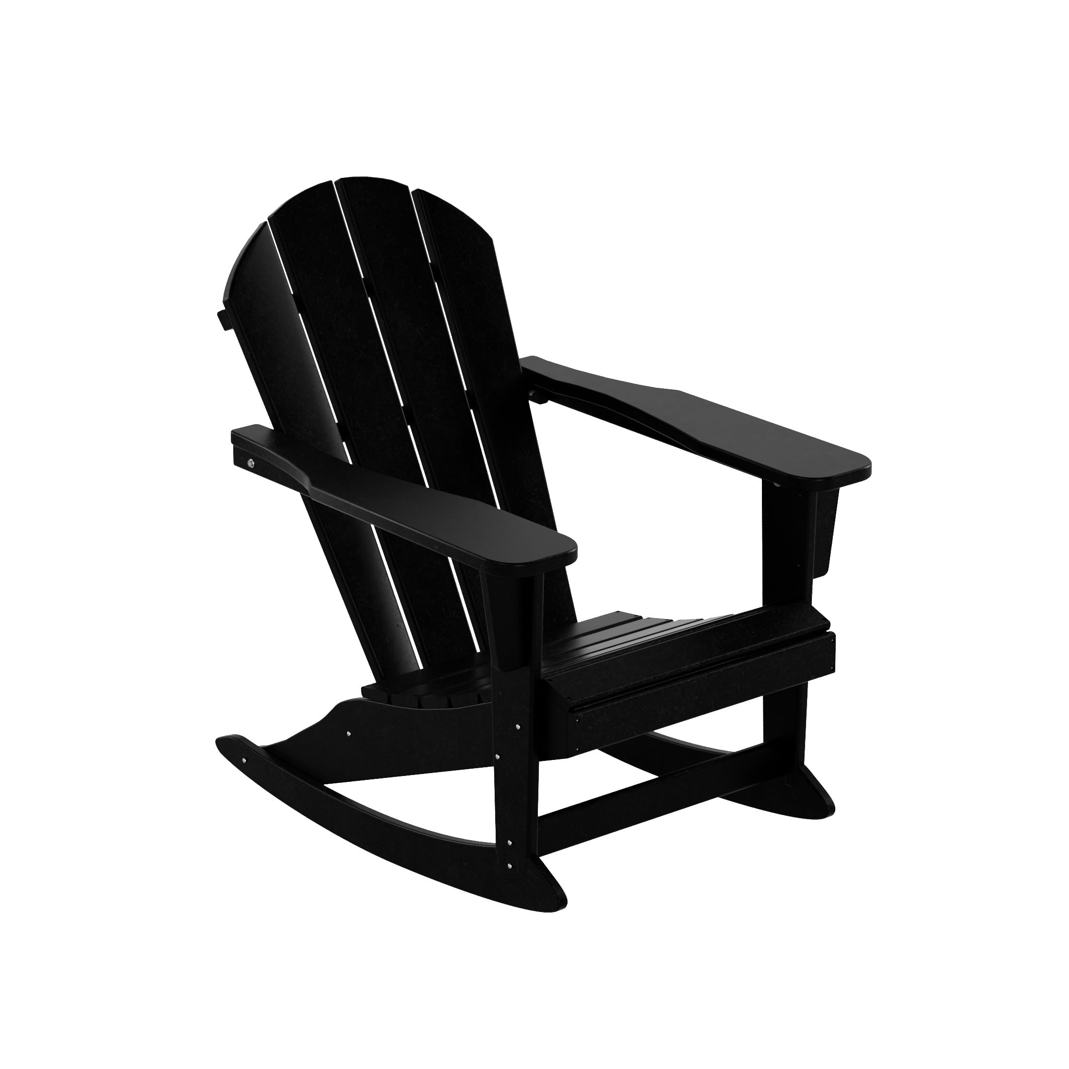 Westintrends Malibu Black Rocking Chair Outdoor, All Weather Resistant Poly Lumber Classic Porch Rocker Chair, 350 lbs Support Patio Lawn Plastic Adirondack Chair