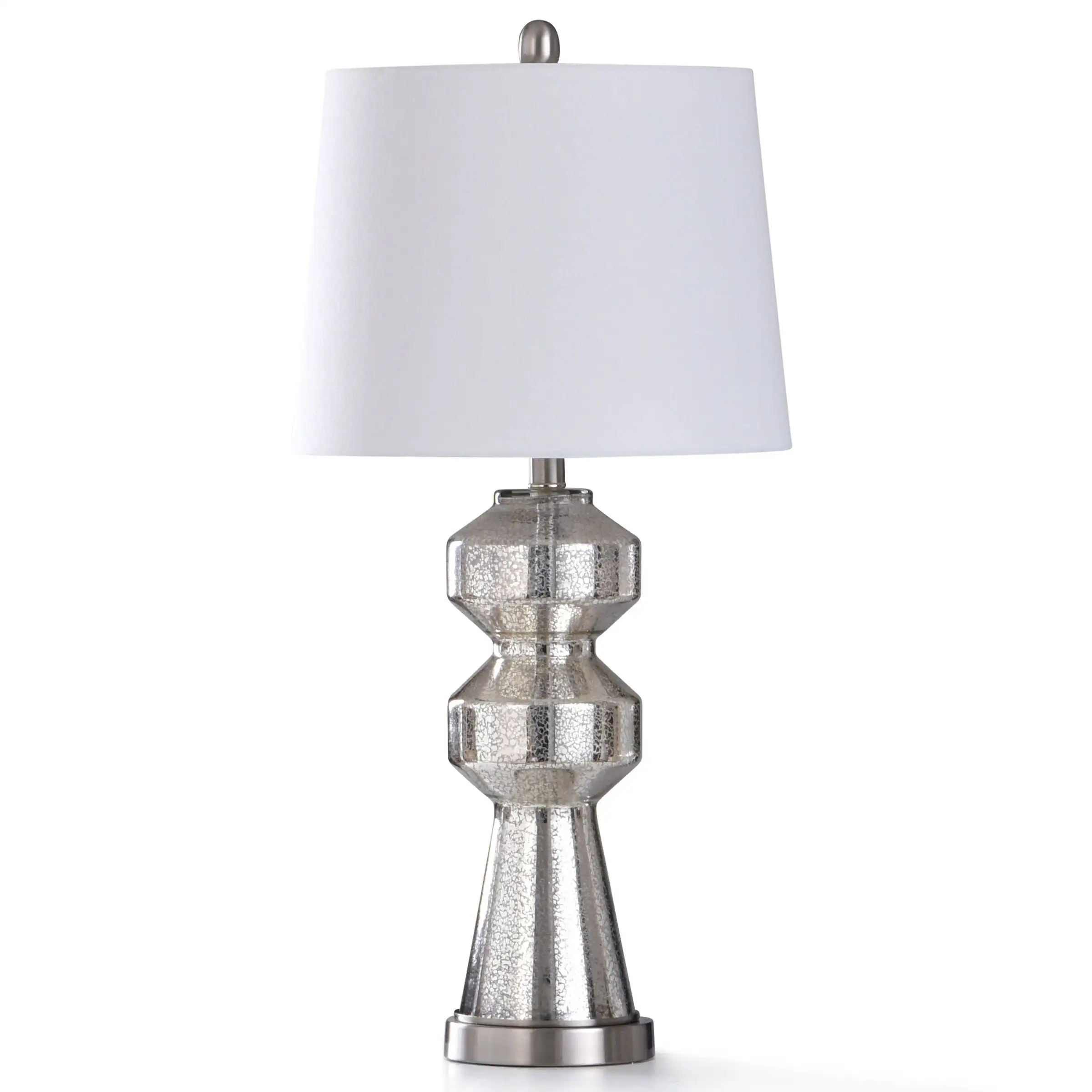 StyleCraft Northbay Silver Mercury Glass Body with Brushed Steel Metal Base Table Lamp