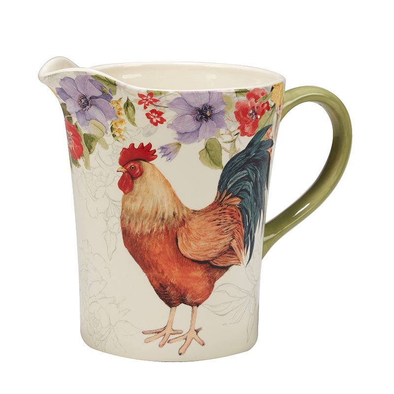 Certified International Floral Rooster Pitcher