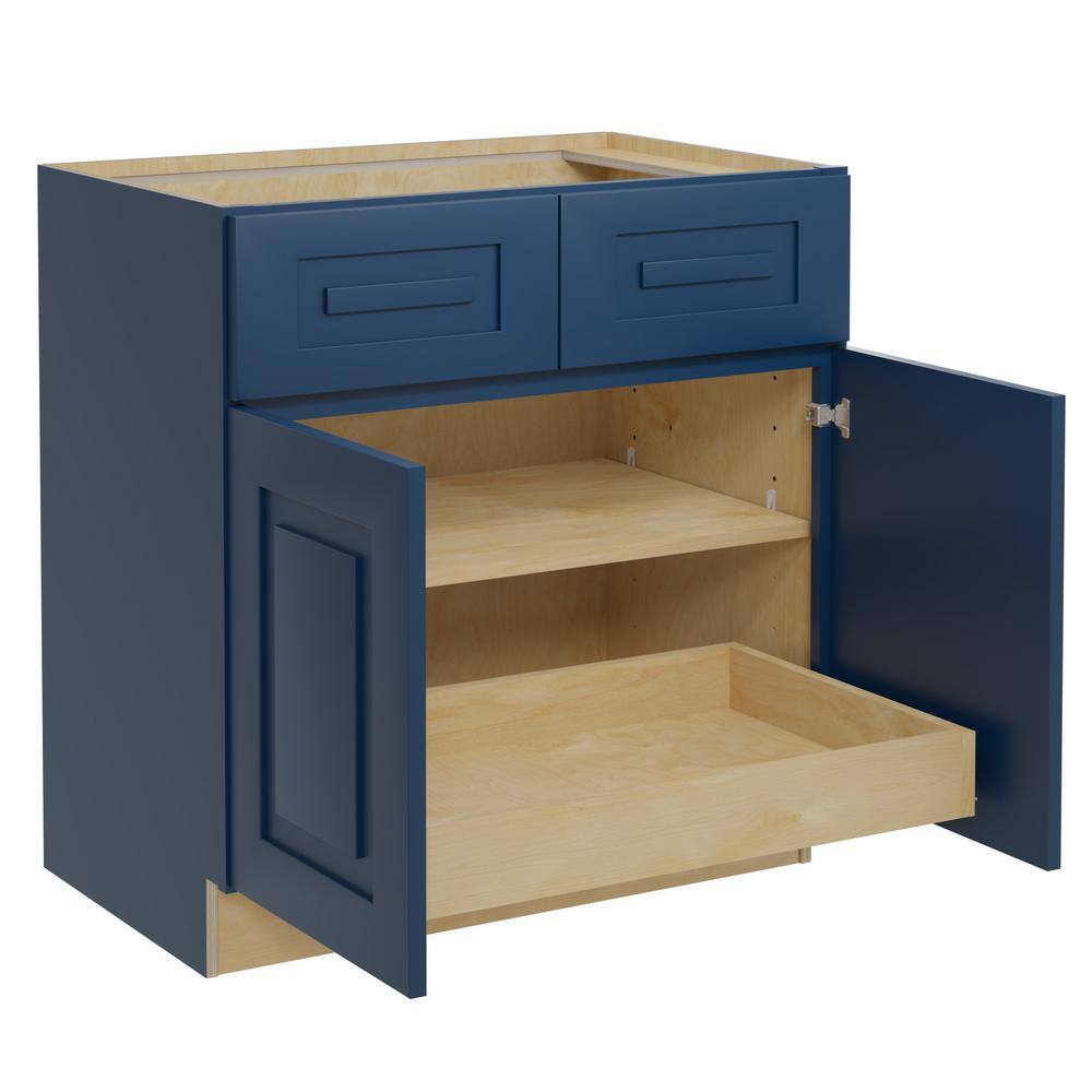 Home Decorators Collection Grayson Mythic Blue Shaker Stock Plywood Assembled Base Kitchen Cabinet 33 in. x 34.5 in. x 24 in. B33-1T-GMB