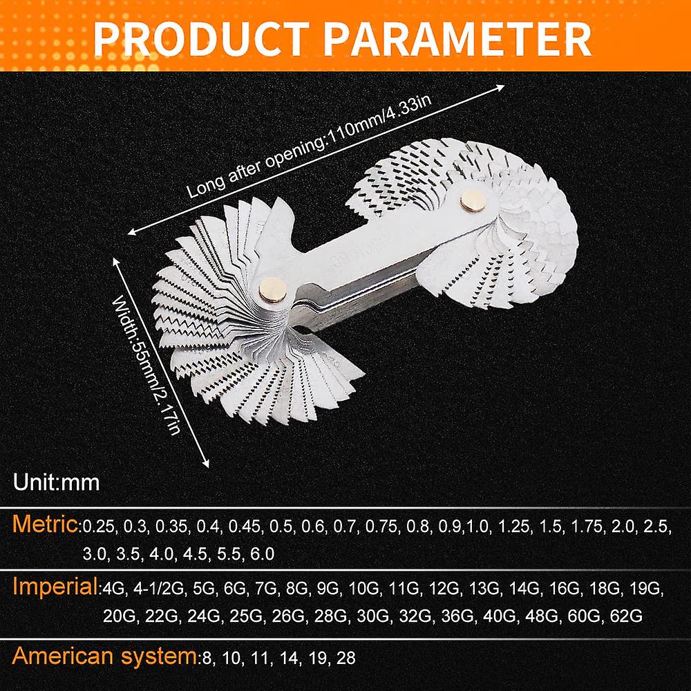 Metric and Imperial and Us Screw Gauge Sae Whitworth 55 Degree and Metric 60 Degree and and Us 60 Degree Thread Pitch Gauge For Industrial Measurement