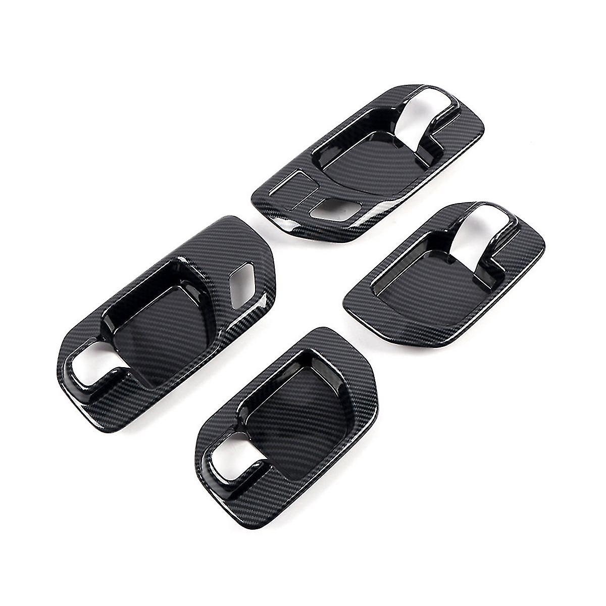 4pcs Carbon Fiber Inner Door Handle Bowl Panel Cover Trim For 2019 2020 2021 2022 Interior Moulding