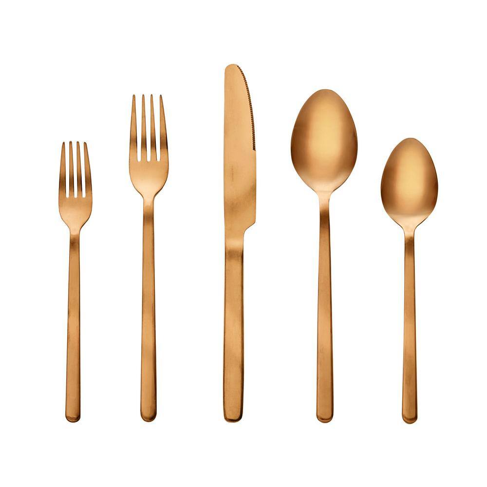 Home Decorators Collection Brenner 40-Piece Copper Finished Stainless Steel Flatware Set (Service for 8) KS6612-40P PVD