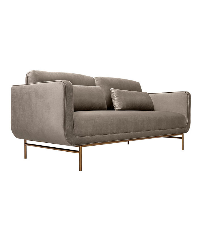 Armen Living Lilou 77 Velvet with Metal Legs Sofa