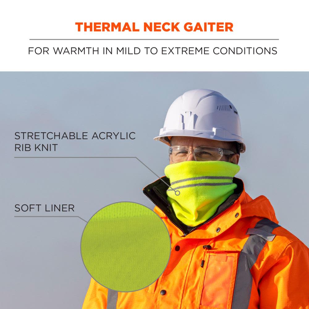 Ergodyne N-Ferno 6961 Lime Reflective Winter Neck Gaiter ;