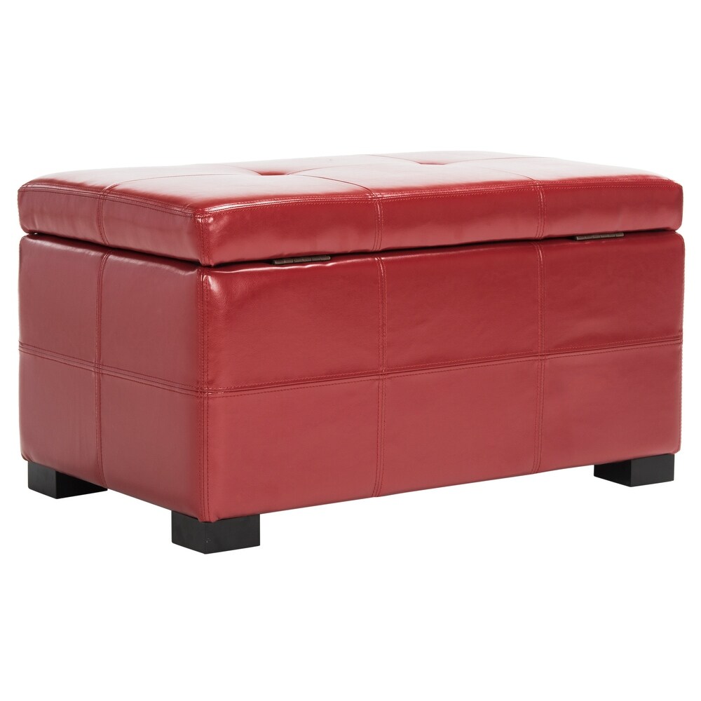 Safavieh Maiden Tufted Red Bicast Leather Storage Bench   30.1\