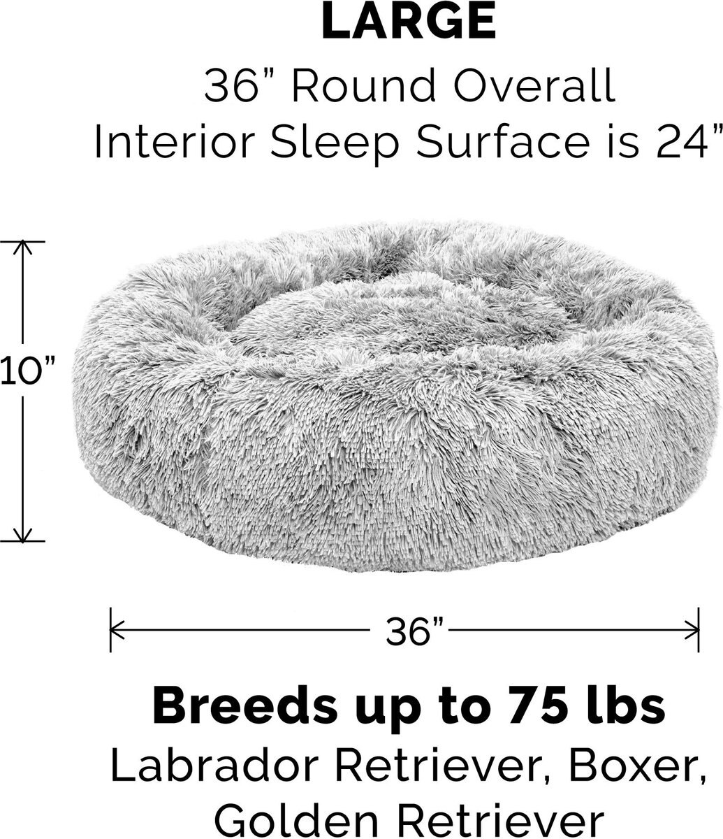 FurHaven Calming Cuddler Long Fur Donut Bolster Dog Bed