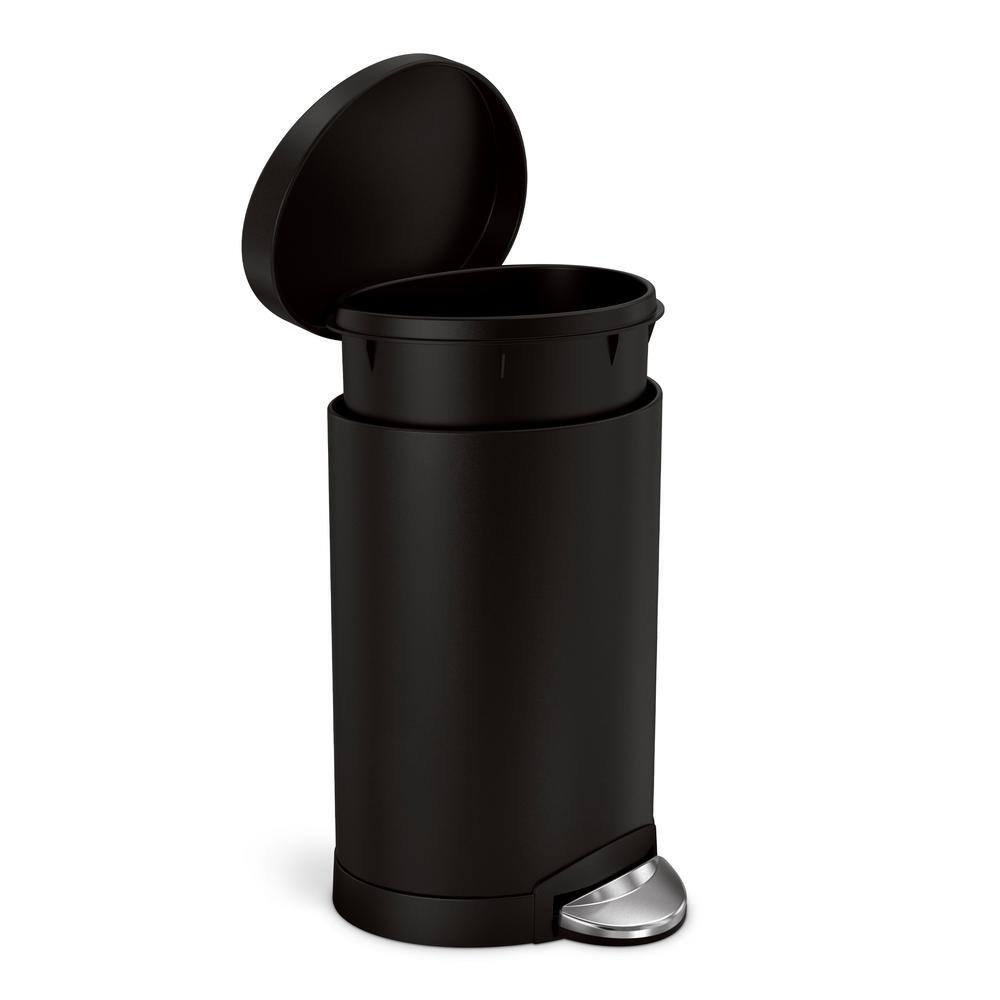 simplehuman 6 l (1.6 Gal.) Fingerprint-Proof Matte Black Steel Semi-Round Step-On Trash Can CW2097