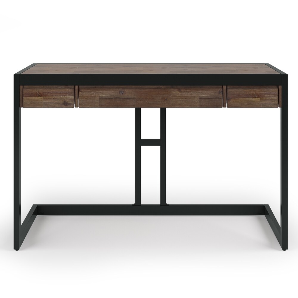 WYNDENHALL Cecilia SOLID ACACIA WOOD Industrial 48 inch Wide Small Desk in Rustic Natural Aged Brown