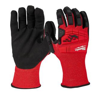 MW Medium Red Nitrile Impact Level 3 Cut Resistant Dipped Work Gloves 48-22-8971