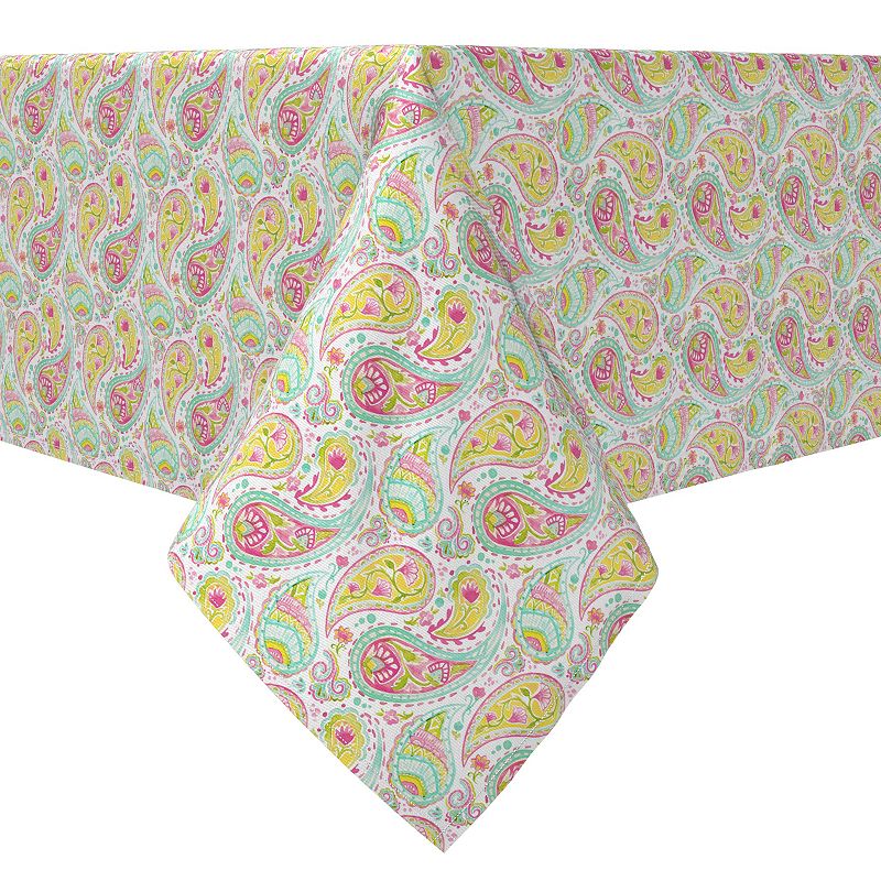 Square Tablecloth， 100% Cotton， 60x60， Bright Colored Paisley