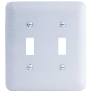 Hampton Bay Perry 2-Gang ToggleToggle Metal Wall Plate White (TexturedPaintable Finish) BPMTMW-TT