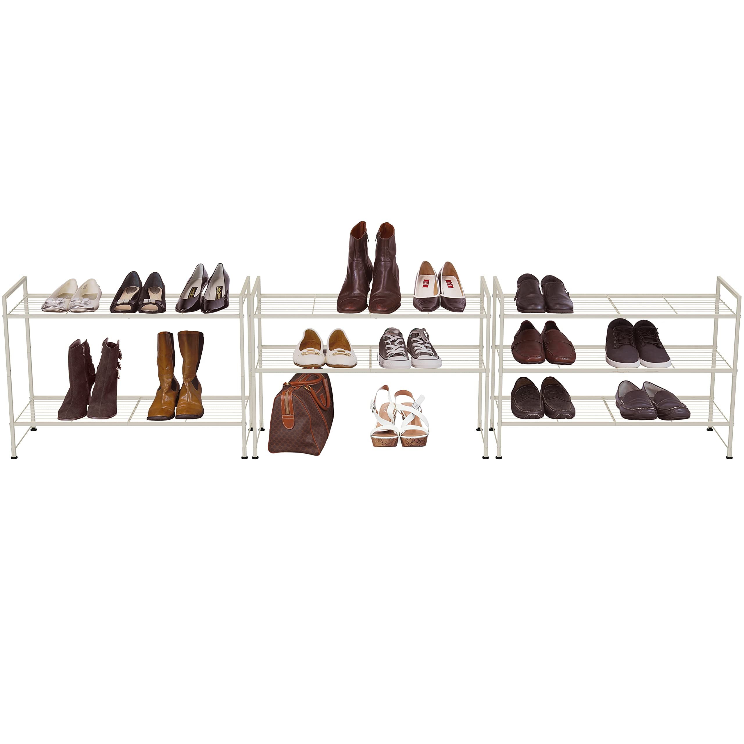 SimpleHouseware 3-Tier Stackable Shoes Rack Storage Shelf， White