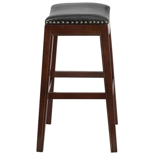 30'' High Backless Wood Barstool with LeatherSoft Saddle Seat