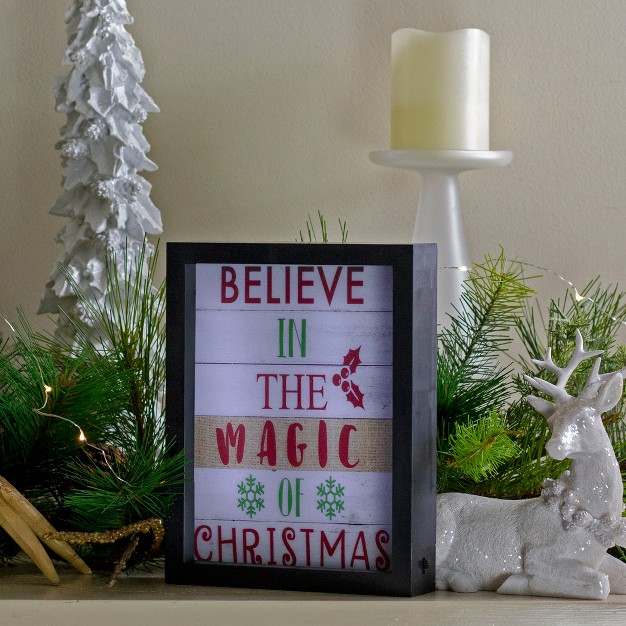 Led Lighted x27 believe In The Magic Of Christmas x27 Shadow Box Wall Art