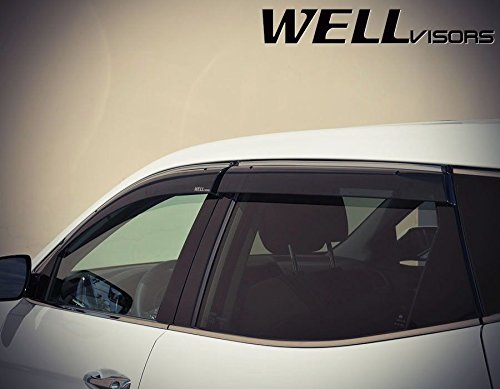 WellVisors Side Window Wind Deflector Visors - for Hyundai Sonata 15-up 2015 2016 with Chrome Trim