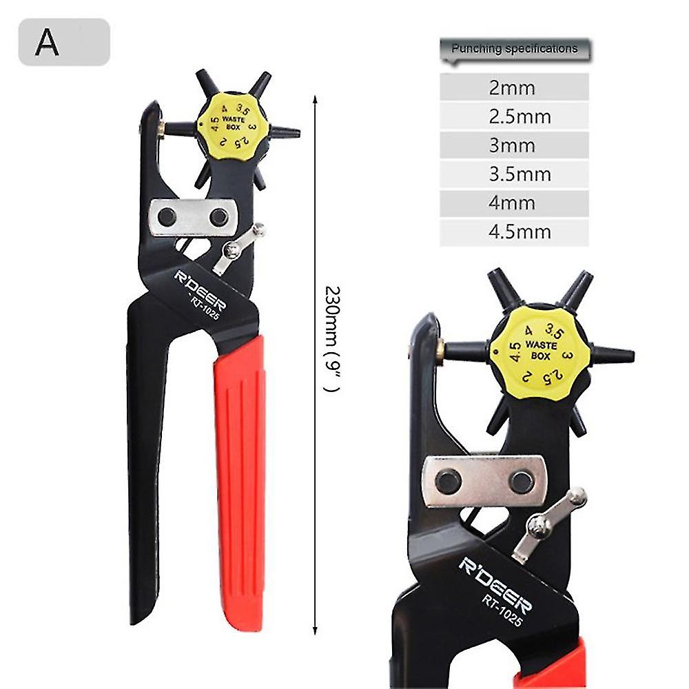 Leather Belt Hole Punch Plier Eyelet Puncher Revolve Sewing Machine Bag Setter Tool