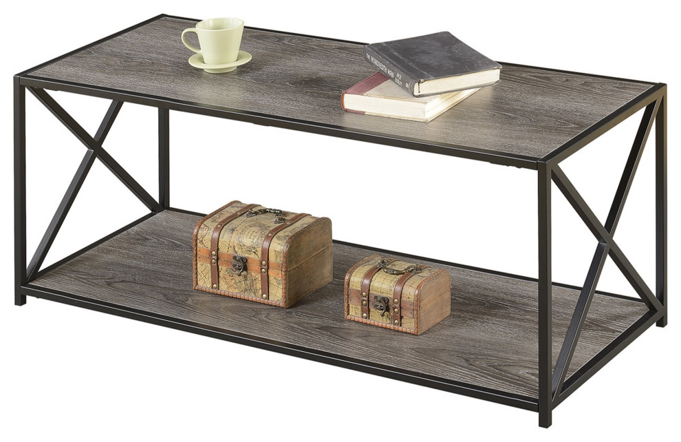 Tucson Coffee Table With Shelf   Industrial   Coffee Tables   by VirVentures  Houzz