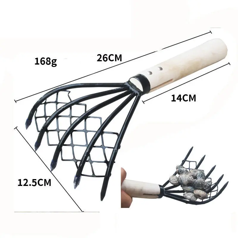 High Quality  A3 Steel 5 Teeth Claw Rake Hand Rake with Mesh Ergonomic Handle for Gardening