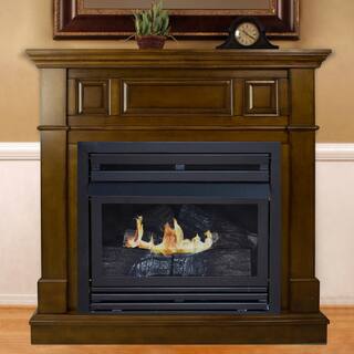 Pleasant Hearth 27500 BTU 42 in. Convertible Ventless Propane Gas Fireplace in Heritage VFF-PH26LP-2H2