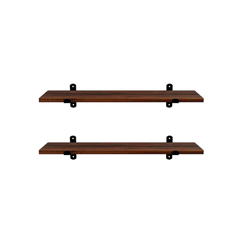 Wall Shelves， Floating Shelves Set of 2， Decorative Shelves， Retro Style， Brown