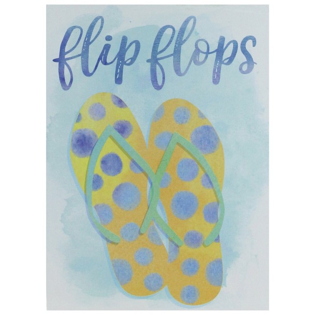 Northlight 7 25 Decorative Yellow And Orange With Blue Polka Dots flip Flops Wooden Wall Plaque