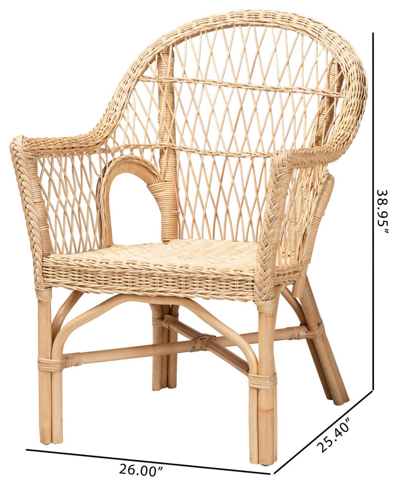 Eli Natural Rattan Accent Chairs  Set of 2   Tropical   Armchairs And Accent Chairs   by Baxton Studio  Houzz