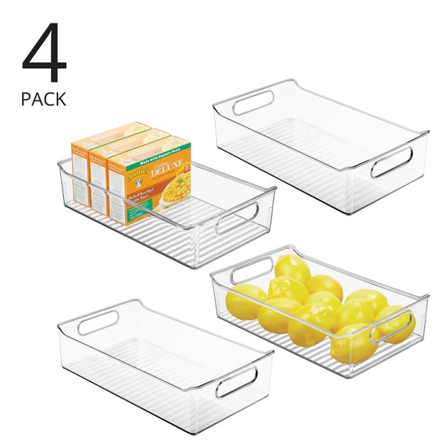 Mdesign Wide Plastic Kitchen Or Pantry Food Storage Organizer Bin 4 Pack Clear