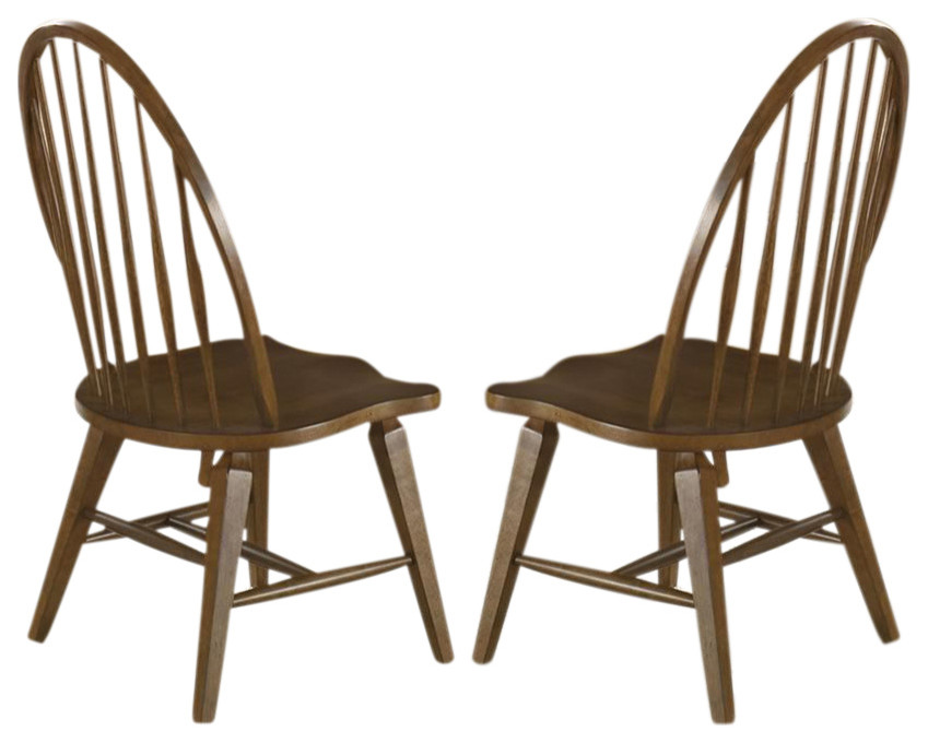 Liberty Furniture Hearthstone Windsor Back Side Chair  Rustic Oak  Set of 2   Midcentury   Dining Chairs   by Emma Mason  Houzz