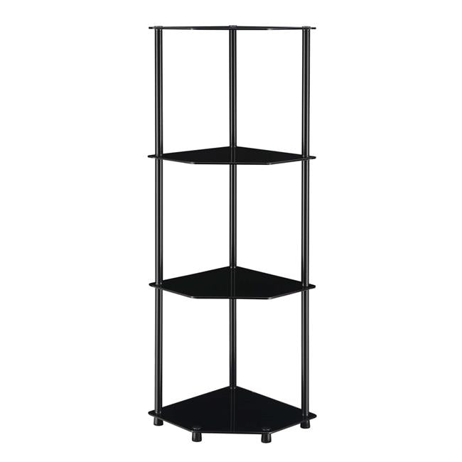 Designs2Go Classic Glass 4 Tier Corner Shelf& Black