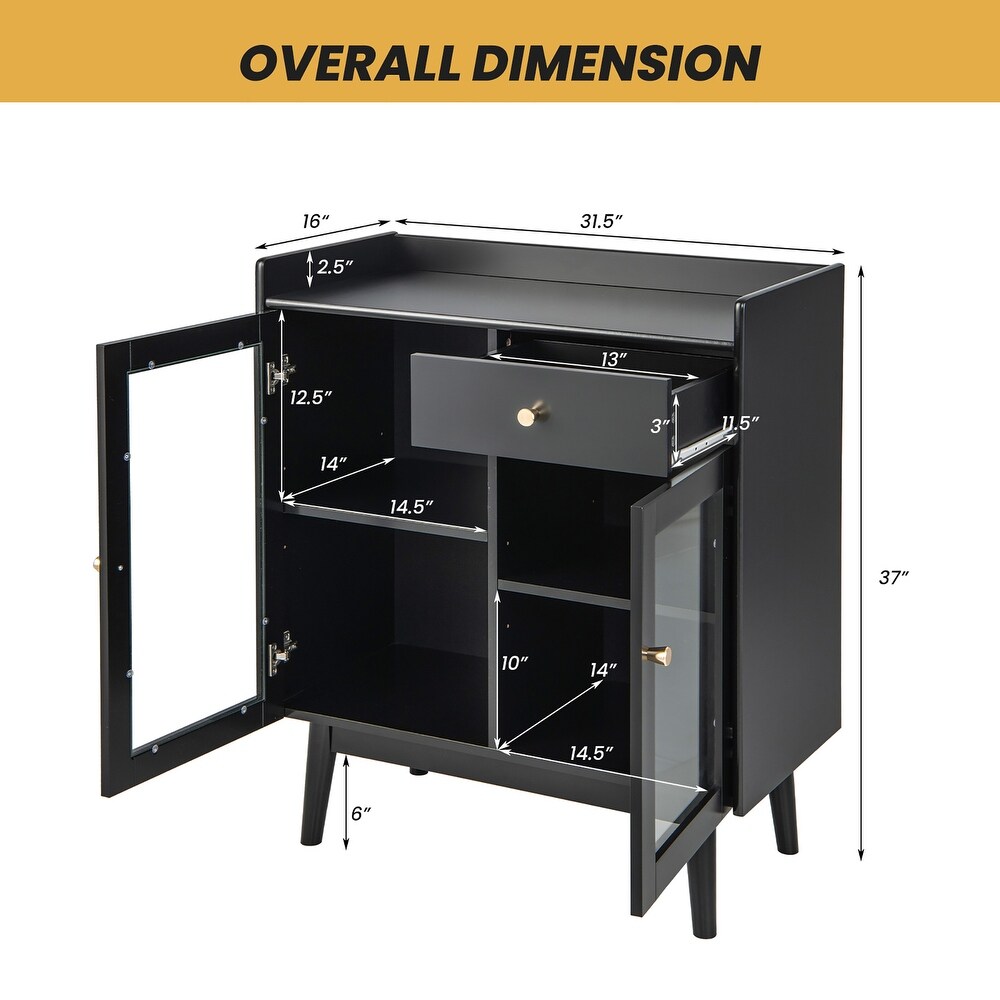 Costway Kitchen Buffet Server Sideboard Accent Cabinet with2 Tempered   See Details