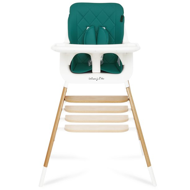 Dream On Me Nibble Wooden Highchair， Compact High Chair， Green