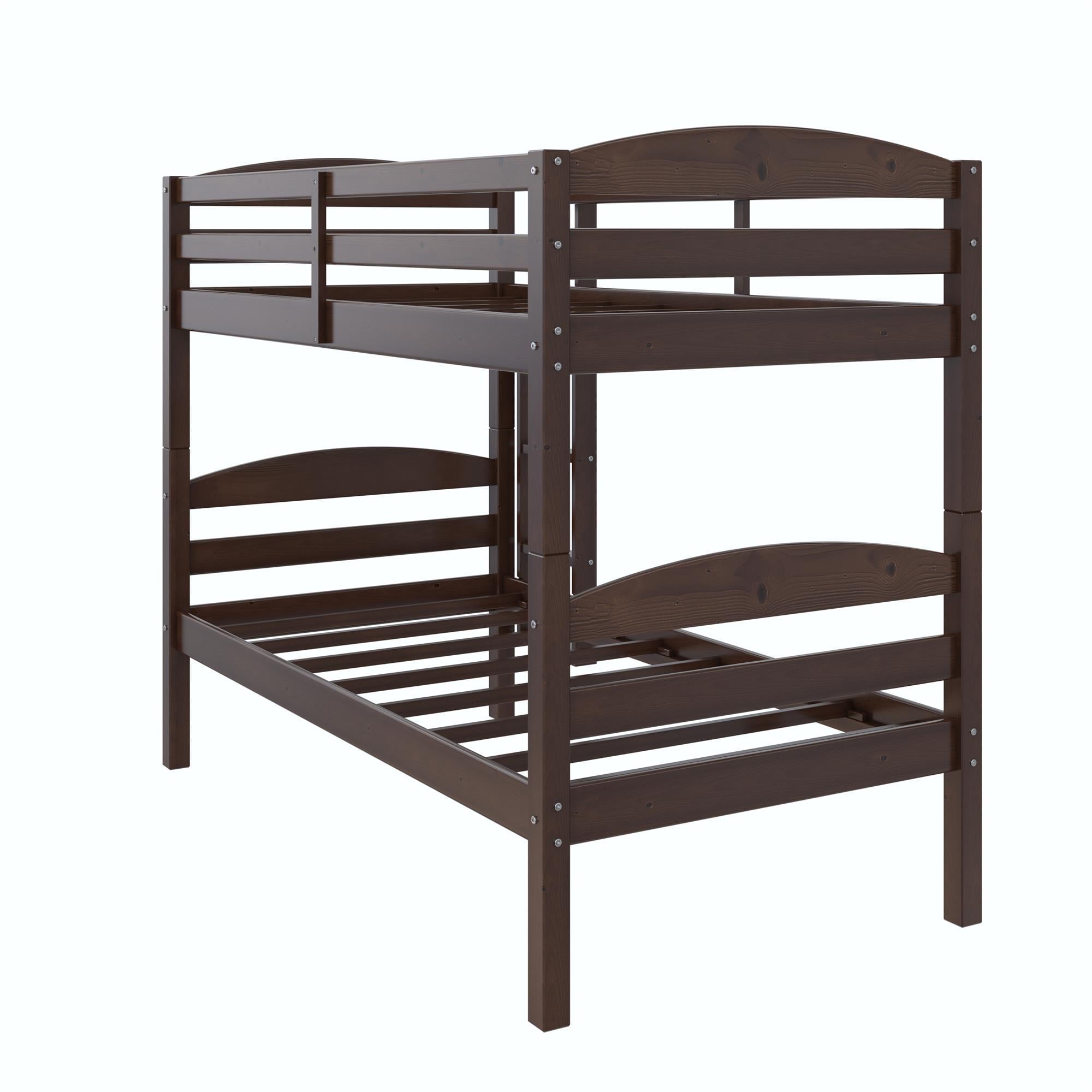 Better Homes & Gardens Leighton Solid Wood Twin-over-Twin Convertible Bunk Bed, Mocha