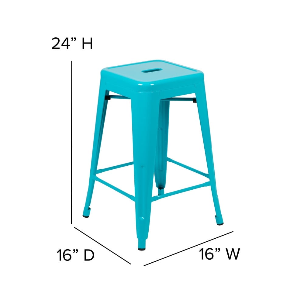 Weather Backless Commercial Bar Stool with Poly Resin Seat