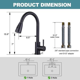 IVIGA Single Handle Pull Out Sprayer Kitchen Faucet Included Deckplate in Oil Rubbed Bronze VSK03RB