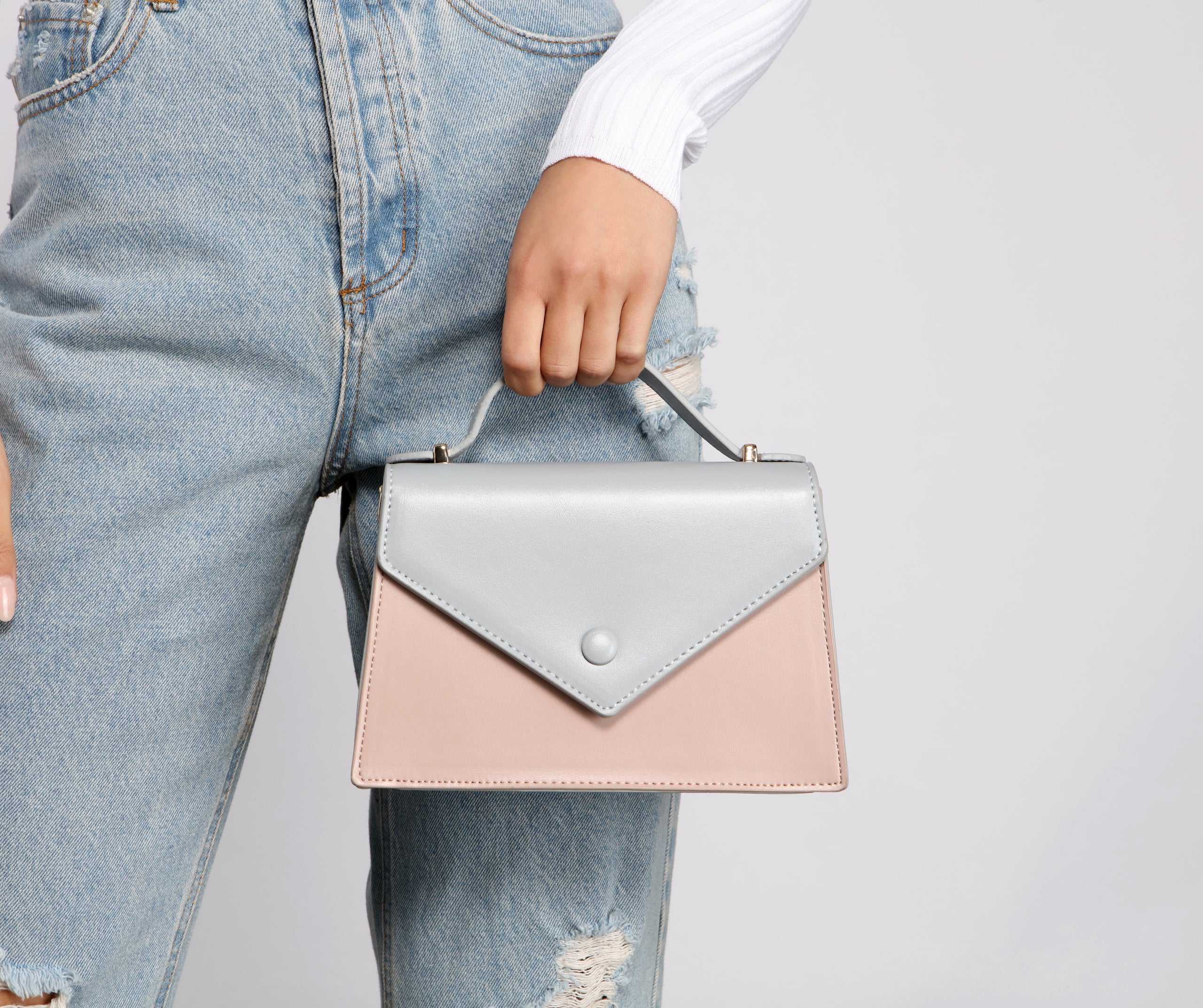 Chic Two-Tone Top Handle Bag