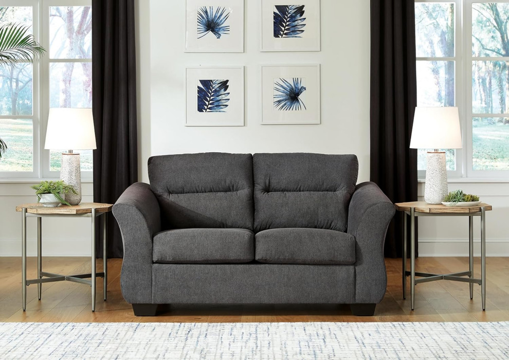 Transitional Loveseat  Loose Seat Cushions With Channel Tufted Back   Transitional   Loveseats   by Decor Love  Houzz